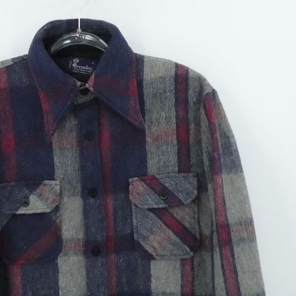 Vintage Brewster Shirt Mens Large Plaid Wool Blend Button Up Flannel 80s Fall - Picture 5 of 15